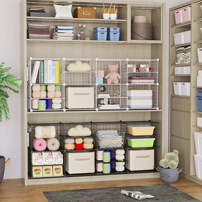 C&AHOME Wire Cube Storage Unit, Interlocking Metal Wire - Image 4