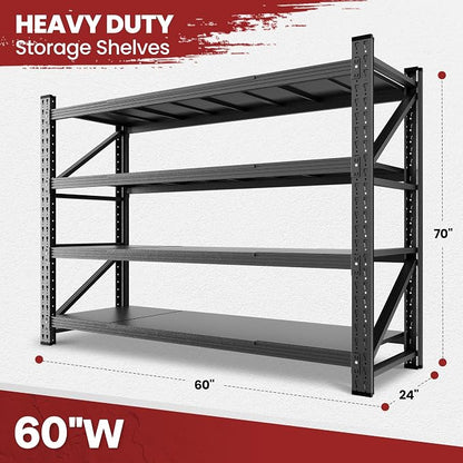 60" Wide Storage Shelves, 5000LBS Garage Shelving Heavy Duty, Standing Shelf - Image 2