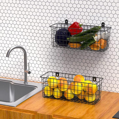 MaraFansie Wire Basket 2-Pack Hanging Wall Organizer Cabinet Storage Basket - Image 2