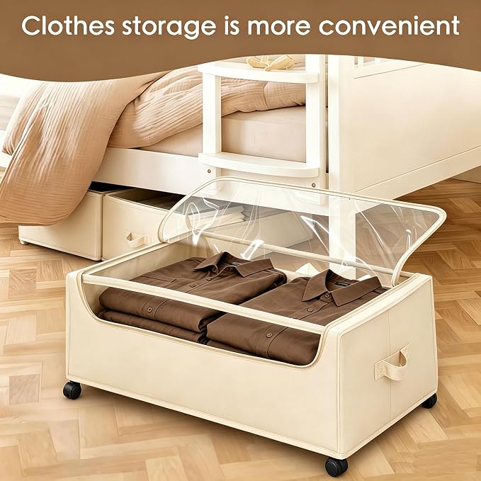 Under Bed Storage with Wheels, Underbed Storage Bins, XXXL 85L 11 inches - Image 5