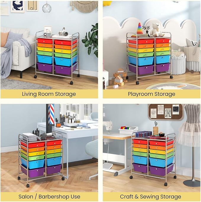Giantex 12 Drawer Rolling Storage Cart Tools Scrapbook Paper Office School - Image 8