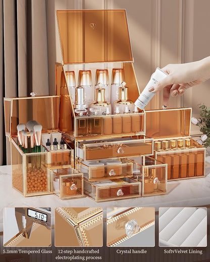Extra Large Makeup Organizer, Glass Cosmetic Storage - Image 5
