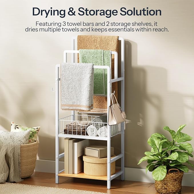 HOOBRO Free Standing Towel Rack, Blanket Rack - Image 2