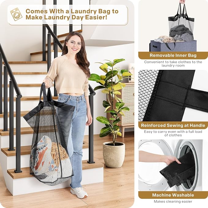 SOLEDI Large Double Laundry Hamper - Image 3