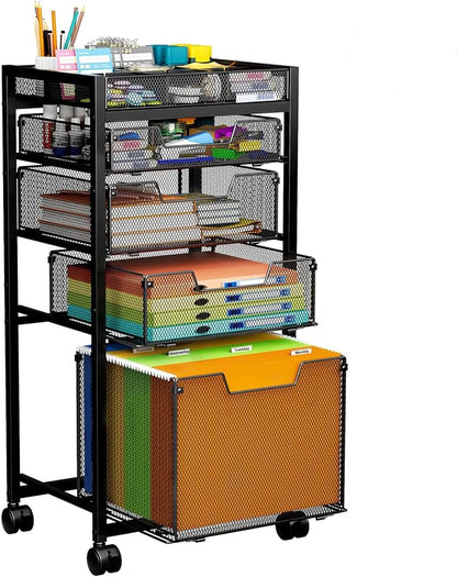 Rolling File Cart with 4 Storage Drawers, Under Desk Organizer with DIY Divider by JKsmart