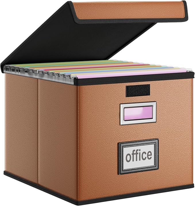 File Organizer Box with Lids, Collapsible File Folder Organizer | File Box with by Huolewa
