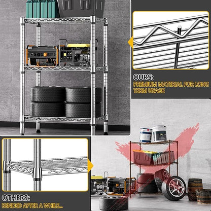 750 lbs 3 Tier Shelf Metal Storage Shelves Shelving Wire Rack Heavy Duty Closet - Image 6