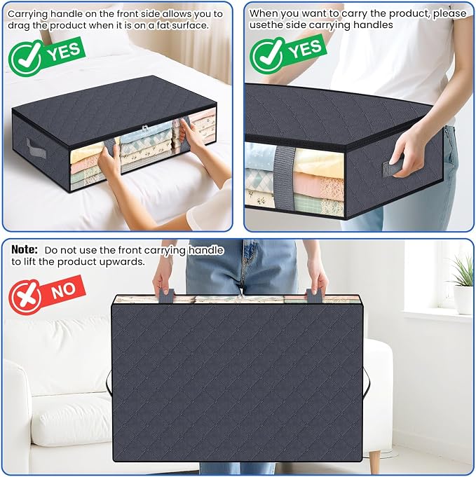 Under Bed Storage Containers, 2 Pack Blanket Storage Bags, Collapsible Storage - Image 5