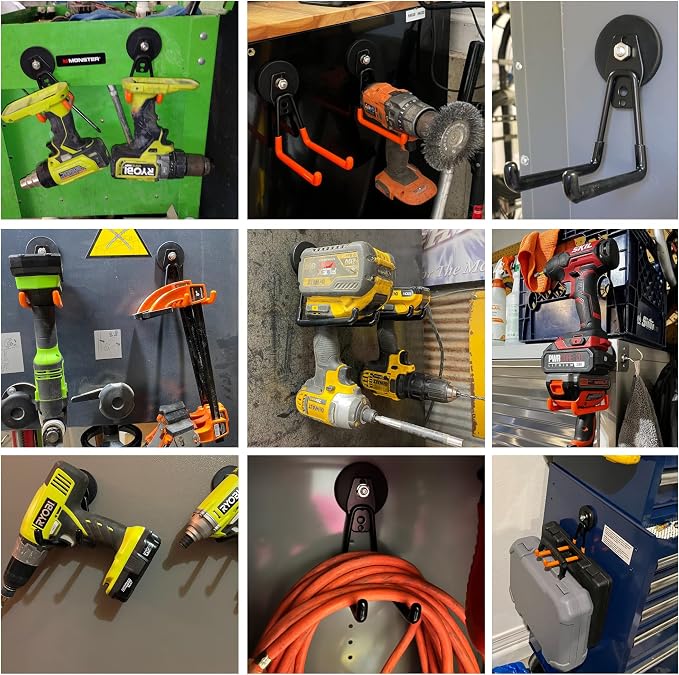 ULIBERMAGNET Magnetic Hooks, Heavy Duty Extra Large Hooks, Power Tool Organizer - Image 2