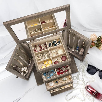Emfogo Jewelry Box for Women, Rustic Wooden Jewelry Boxes & Organizers - Image 3