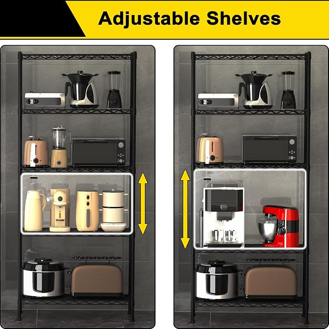 GIOTORENT 5-Wire Garage Shelving Storage Shelves, Kitchen Storage Adjustable - Image 4