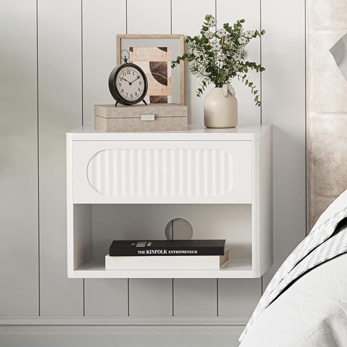Floating Nightstands with Drawer Set of 2, Modern Wall Mounted Bedside Tables - Image 3