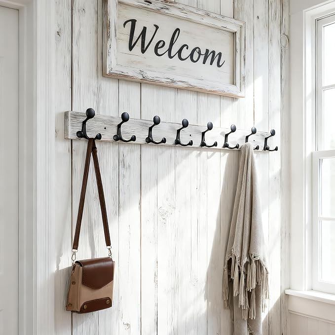 SKOLOO 43-Inch Wood Coat Rack Wall Mount - Image 2