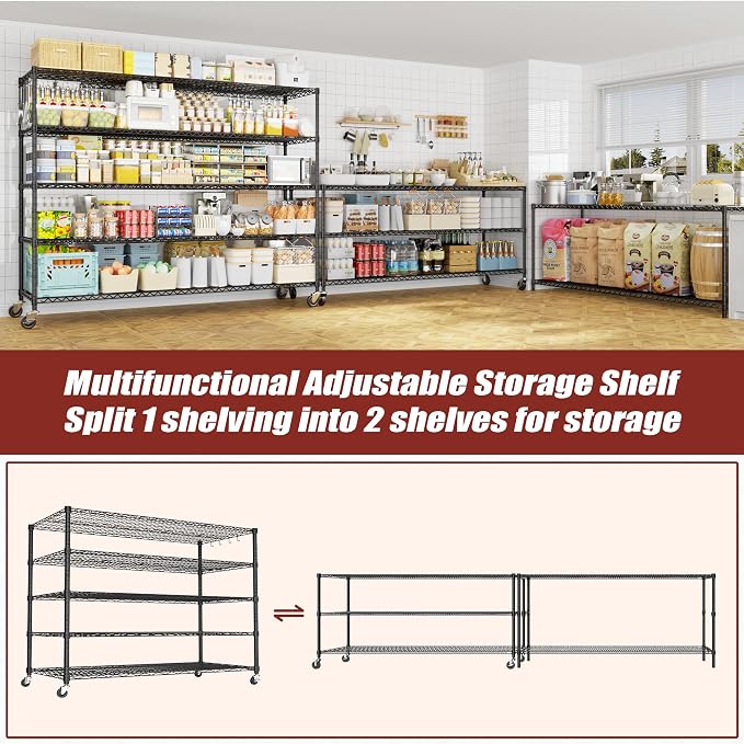 PrimeZone 5 Tier 80.7"H x 55.5"W x 24"D Wire Shelving - Image 4