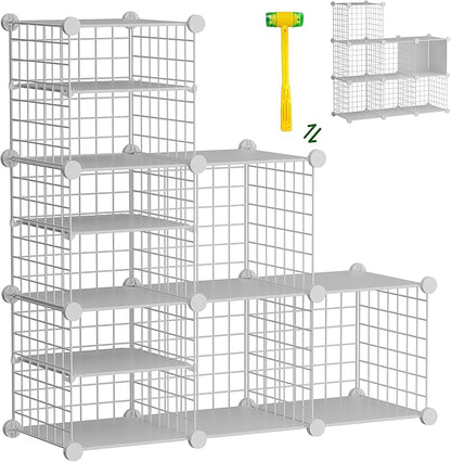 Wire Cube Storage Organizer, 6 Cubes Converted into 7 Cubes, Sturdy Metal Grids by Kiivoena