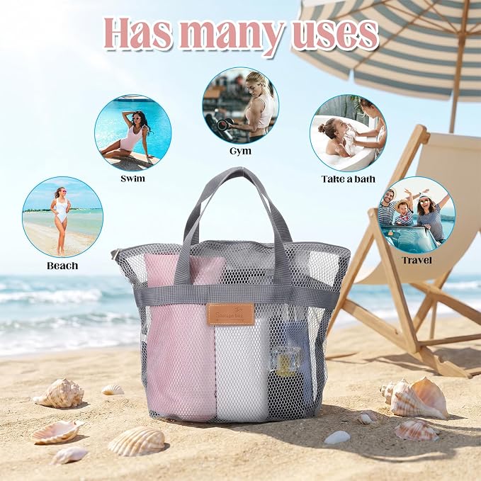 KALIONE Mesh Shower Caddy Bag, Portable Gym Shower Bag, Quick Dry Hanging - Image 4