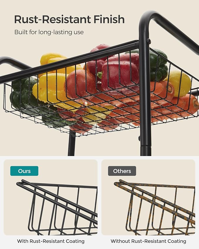 SONGMICS 3-Tier Metal Rolling Cart on Wheels - Image 7