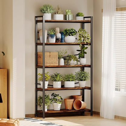 5 Tier Bookshelf 31.49" Width, Tall Book Shelf Storage and Organization - Image 5