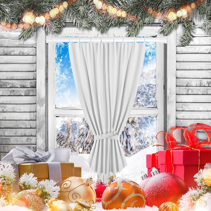 White Small Tension Curtain Rod 16-26 Inch, 7/8" inch Adjustable Short Curtain - Image 5