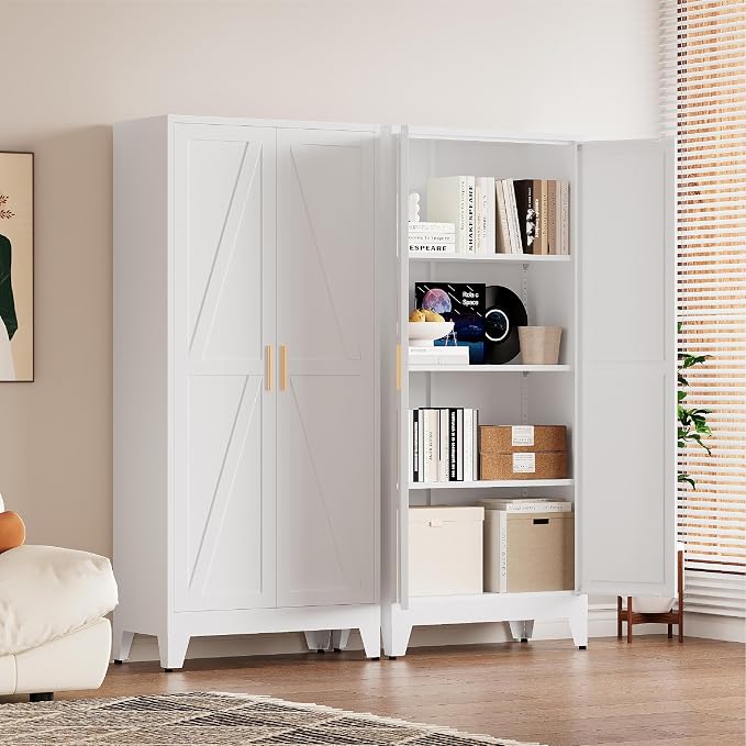 61"H Kitchen Pantry Storage Cabinet, Farmhouse Pantry Cabinet, Tree Doors - Image 4