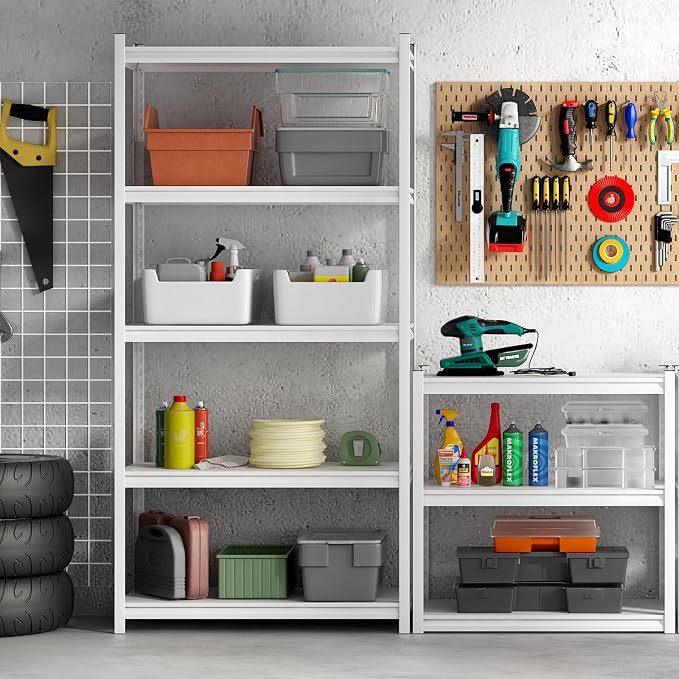 5 Tier Metal Storage Shelves Adjustable Garage Shelving, Heavy Duty Industrial - Image 7