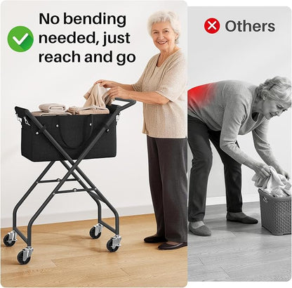 No-Bend Laundry Cart- Rolling Hamper - Image 2