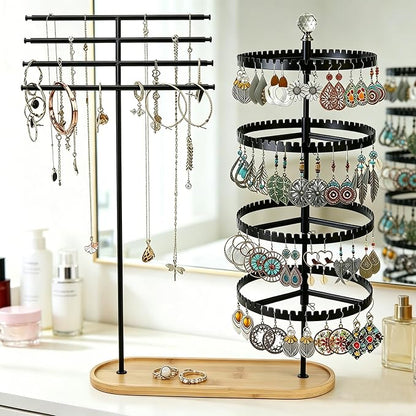 4-layer rotating earring rack storage rack, adjustable plastic pendant display - Image 2