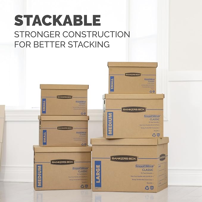 Bankers Box 30-Pack Classic Moving Box Kit, 20 Small/5 Medium/5 Large | Take - Image 8