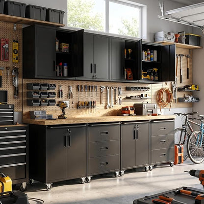 Garage Cabinet System | Heavy Duty Steel All-in-One Modular Garage Cabinet Set - Image 8
