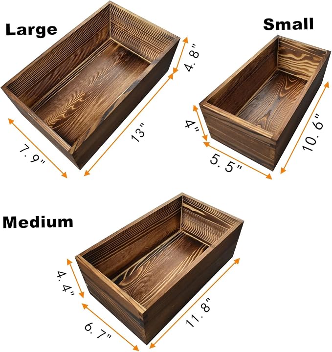 Decorative Nesting Wooden Crates Burnt Umber Stained Rustic Crate Boxes Wood - Image 2