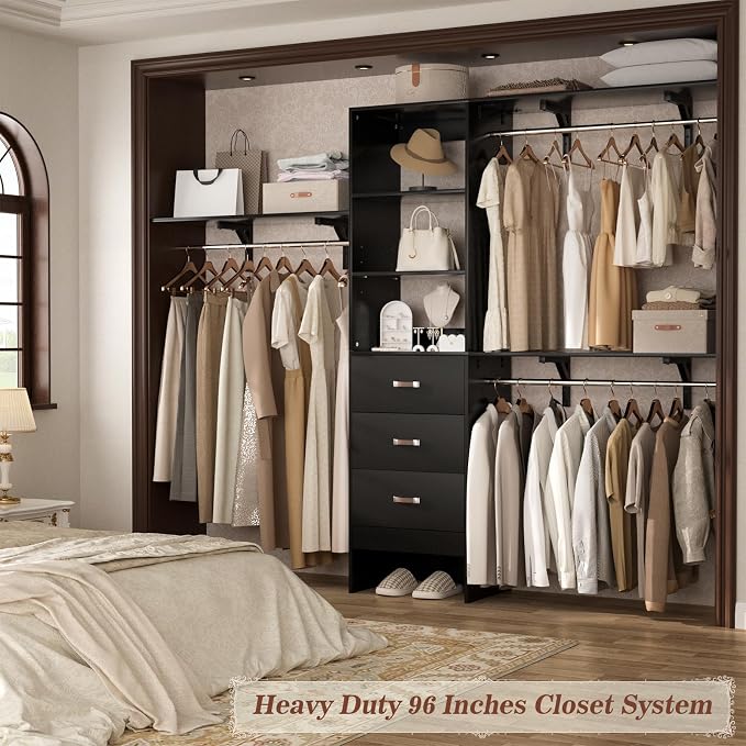 iSunirm 8FT Closet System, Wall Mount Bedroom Wardrobe - Image 9