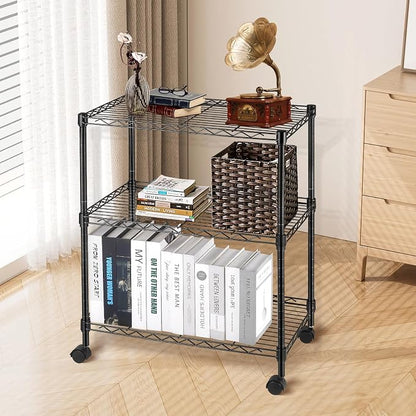3-Tier Storage Shelves Steel Plant Stand Household Sturdy, Mesh Metal Storage - Image 2