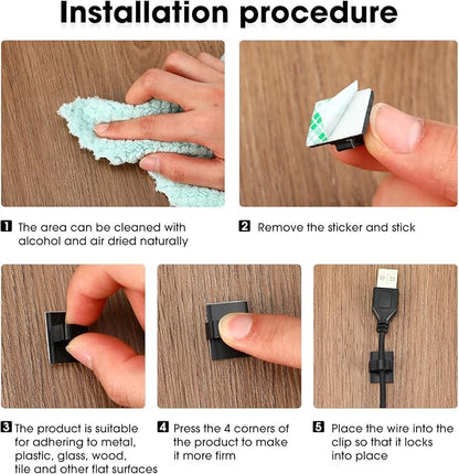 Eboot 100 Pieces Adhesive Cable Wire Clips Strong Cord Clips Wire Holders Cable - Image 4