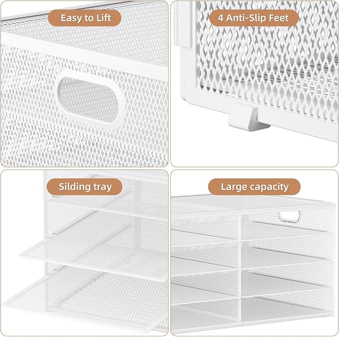 Marbrasse 5 Tier Desktop Literature Organizer, Mesh Paper Organizer Desk - Image 4