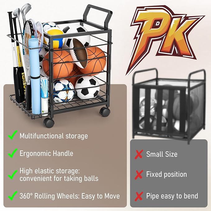 Sports Equipment Garage Organizer, Garage Ball Storage Rack - Image 4