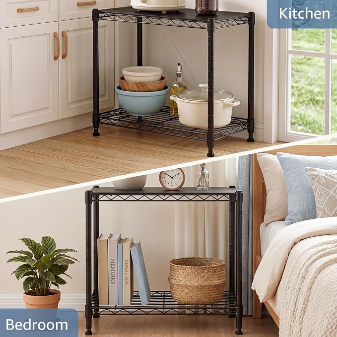 DUMOS 2-Tier Metal Wire Storage Shelves, Adjustable Standing Storage Rack Shelf - Image 9