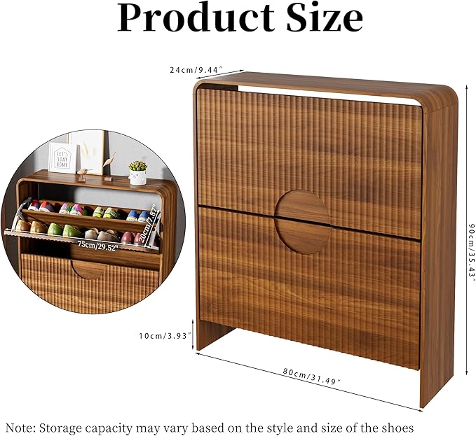 Slim Shoe Storage Cabinet for Entryway, Narrow Shoe Cabinet - Image 2