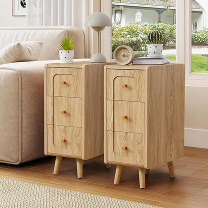 Small Nightstand Set of 2, Narrow Nightstand Slim Couch Side Table by MAHYIZYI-SimpleFashionable