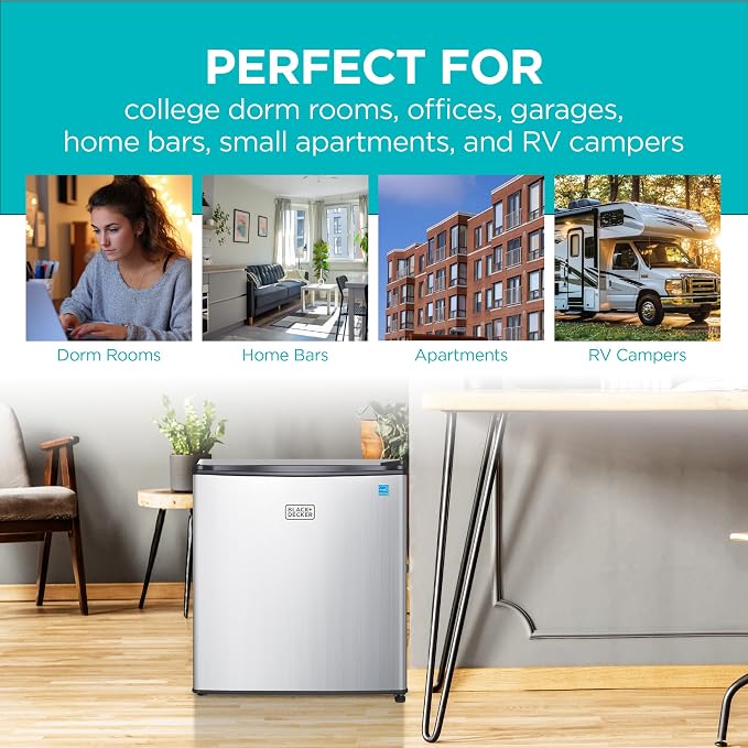 BLACK+DECKER 1.7 Cu. Ft. Compact Refrigerator, ENERGY STAR Certified, Single - Image 8