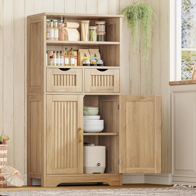 Iwell Tall Storage Cabinet, Fluted Cabinet - Image 6