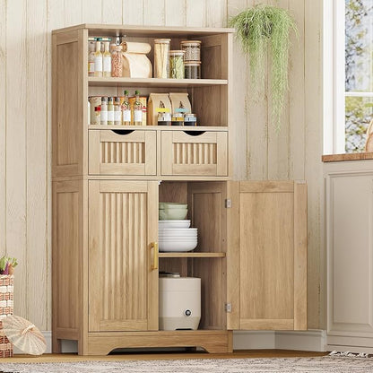 Iwell Tall Storage Cabinet, Fluted Cabinet - Image 6