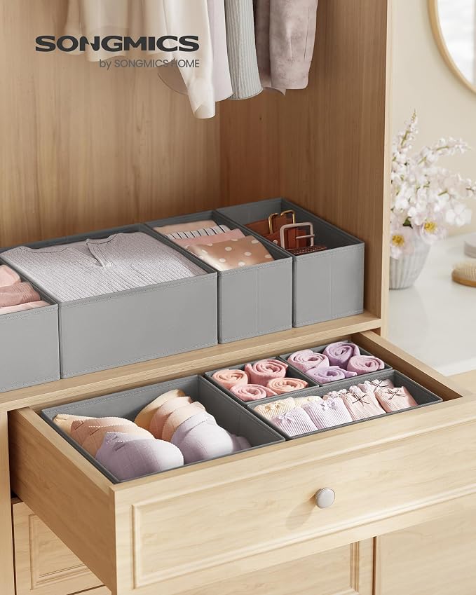 SONGMICS Drawer Organizers, Dresser Divider Organizers, Foldable Fabric Storage - Image 2