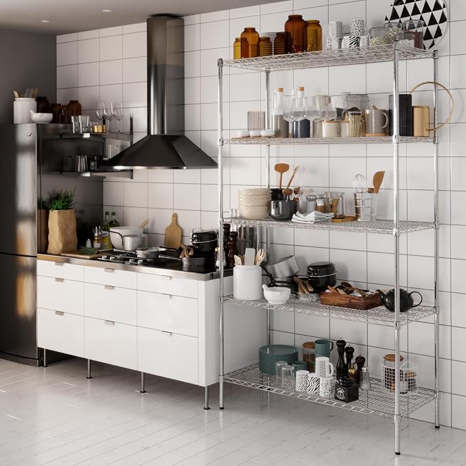 21" Deep x 48" Wide x 86" Height Wire Shelving Kit | 5-Tier | NSF Commercial - Image 8