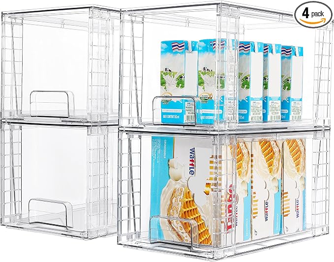 Vtopmart 4Pack Large Stackable Kitchen Pantry Storage Drawers, Acrylic Drawer by Vtopmart