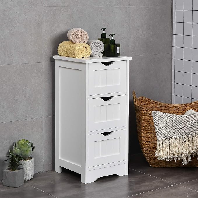 Tangkula Floor Cabinet with 3 Drawers Wooden Storage Cabinet - Image 2