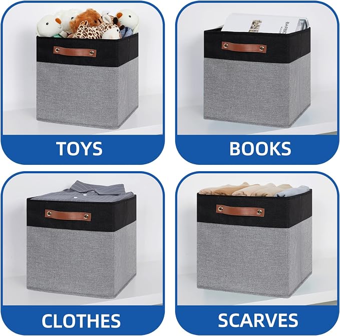Temary Fabric Cube Storage Bins 12 Inch Decorative Storage Cubes Baskets 4 Pack - Image 4