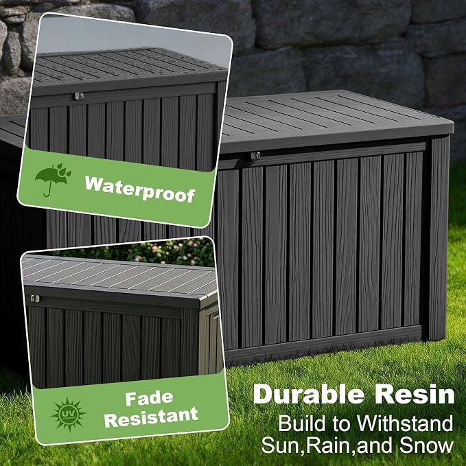 Vixzen 180 Gallon Deck Boxes Outdoor Waterproof, Resin Lockable Storage Box - Image 3