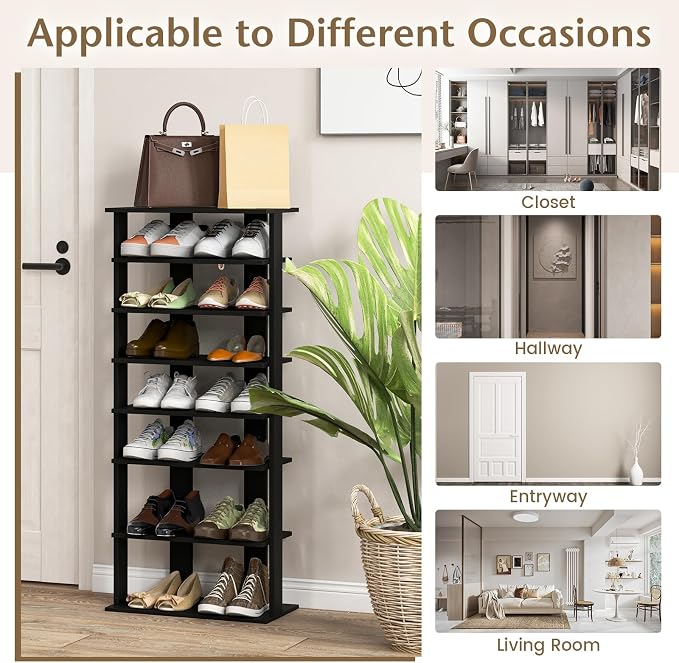 Tangkula 8-Tier Vertical Shoe Rack, Space-Saving Corner Shoe Organizer - Image 9