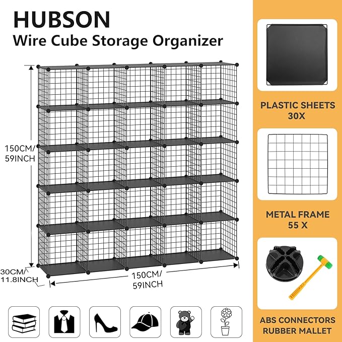 HUBSON Wire Cube Storage Organizer, Book/Toy/Craft/Potted Plants and petCloset - Image 3