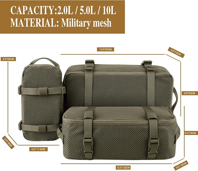 PETAC GEAR 3 PCS Tactical Modular Packing Cubes, Large Capacity Mesh Storage Bag - Image 3